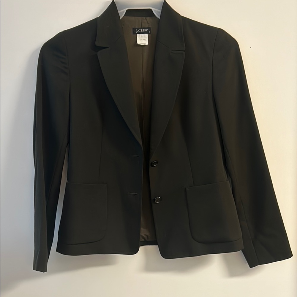 J. Crew Women's deep green almost Black Blazer. Size p4 100% wool